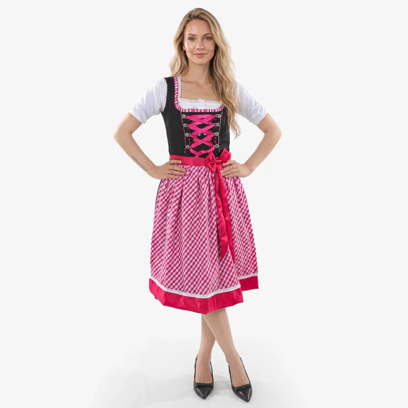 Amara's Noir Pink Dirndl Dress - Exquisite German Design