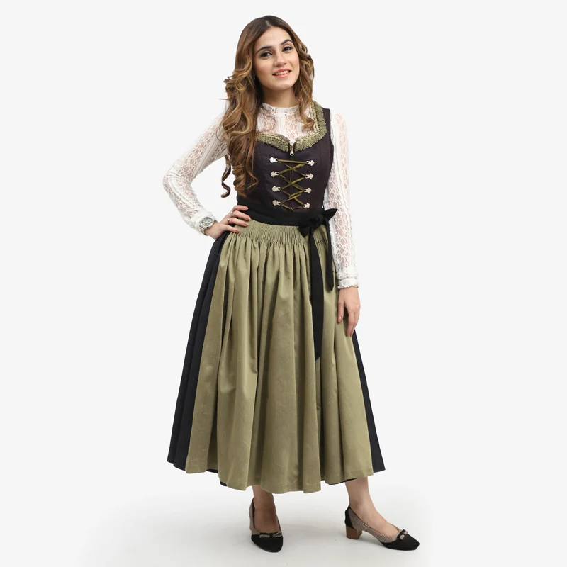 Women German Dirndl Dress Midnight Black