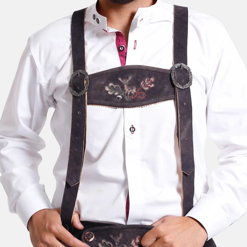 Rustic Black Bavarian Bundhosen Suspenders