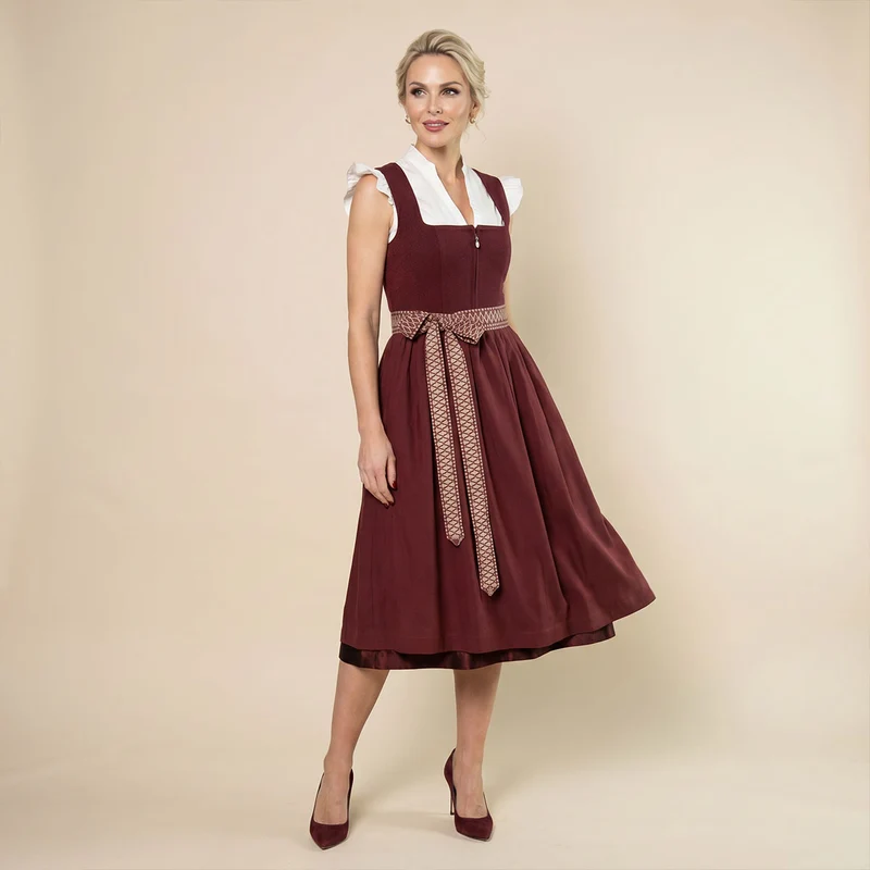 Elli & Juliette Dirndl Zaria Bordeaux Perlen-Reißverschluss 70 cm
