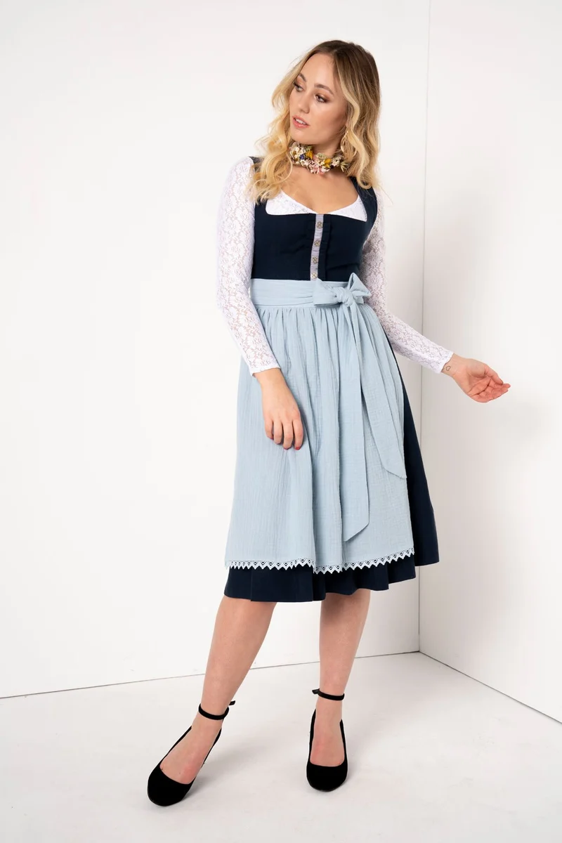 DIRNDLBLUSE STRETCH VINTAGE SPITZE FLOWERS LANGARM