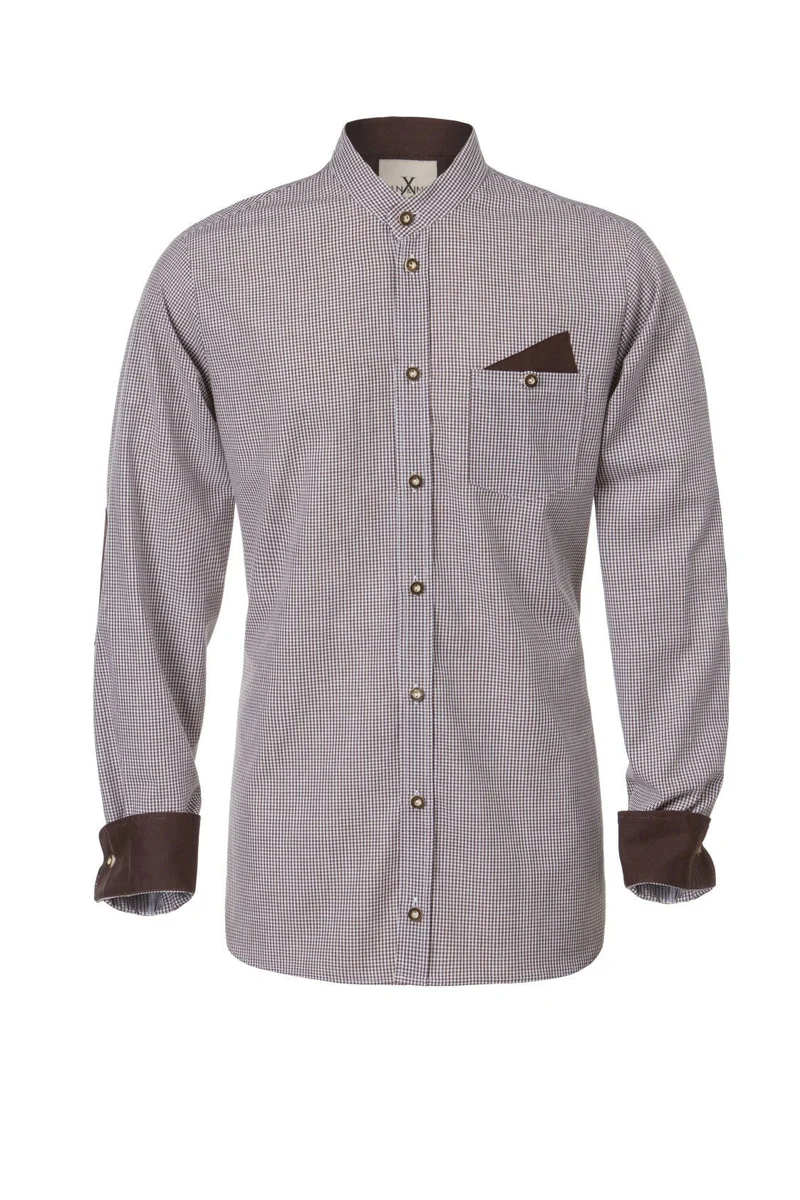 KAROHEMD SLIMFIT BRAUN