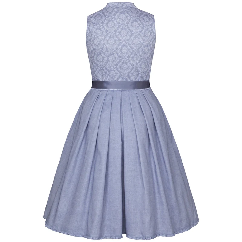 Alpenfee Dirndl Lara Hellblau 60cm Hochgeschlossen Blumenmuster