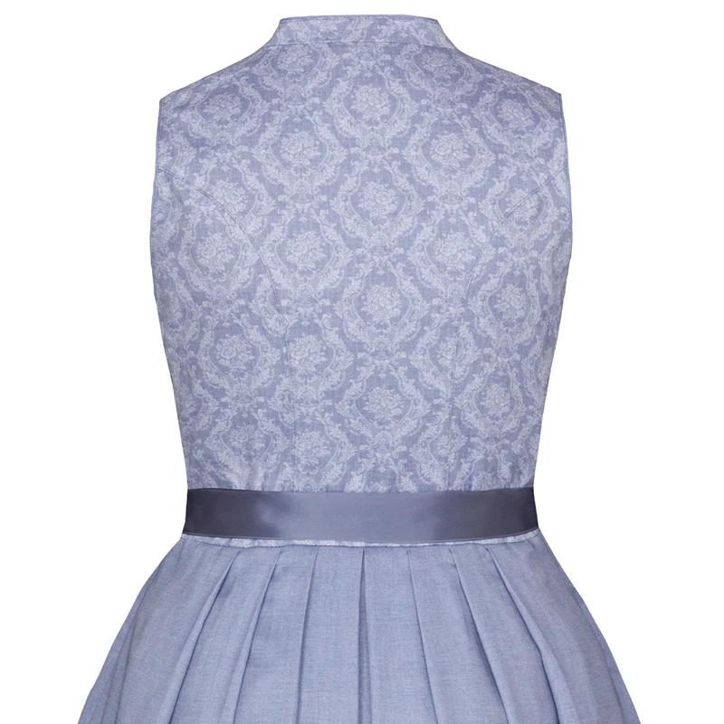 Alpenfee Dirndl Lara Hellblau 60cm Hochgeschlossen Blumenmuster