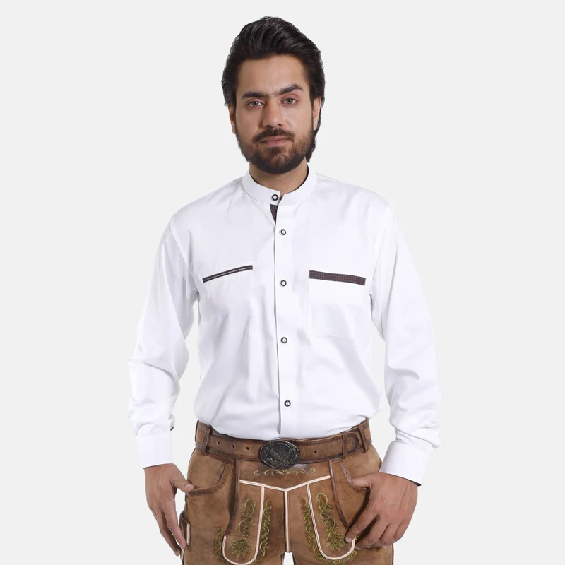 Classic German White Shirt with Rich Brown Highlights