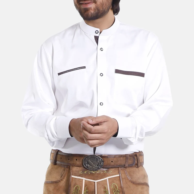 Classic German White Shirt with Rich Brown Highlights