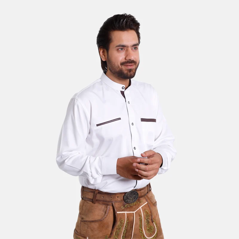 Classic German White Shirt with Rich Brown Highlights