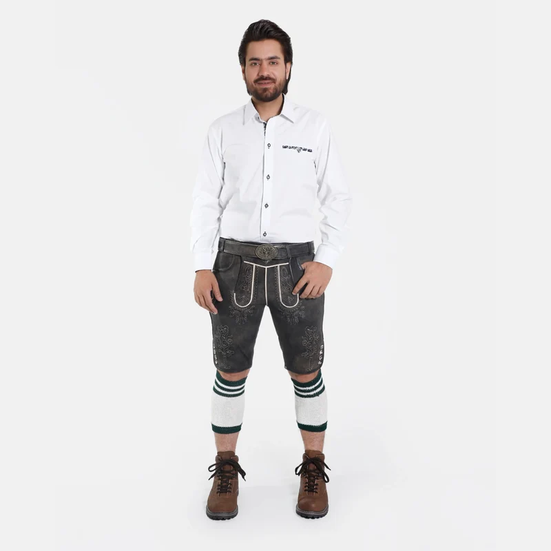 Modern Fit White Bavarian Shirt in Classic Black Details