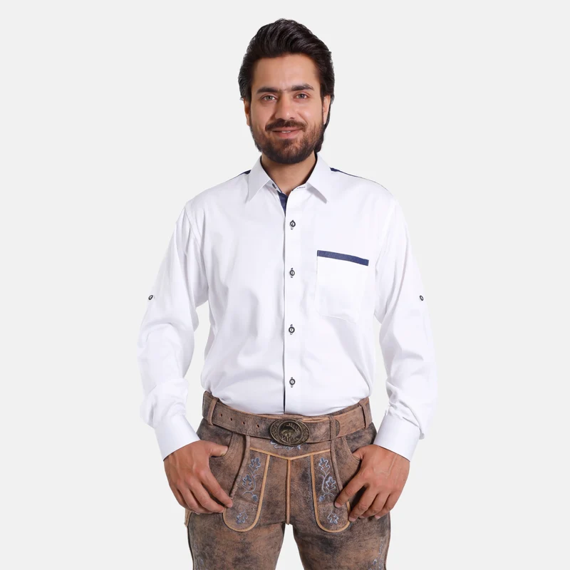 Crisp White German Shirt in Classic Design