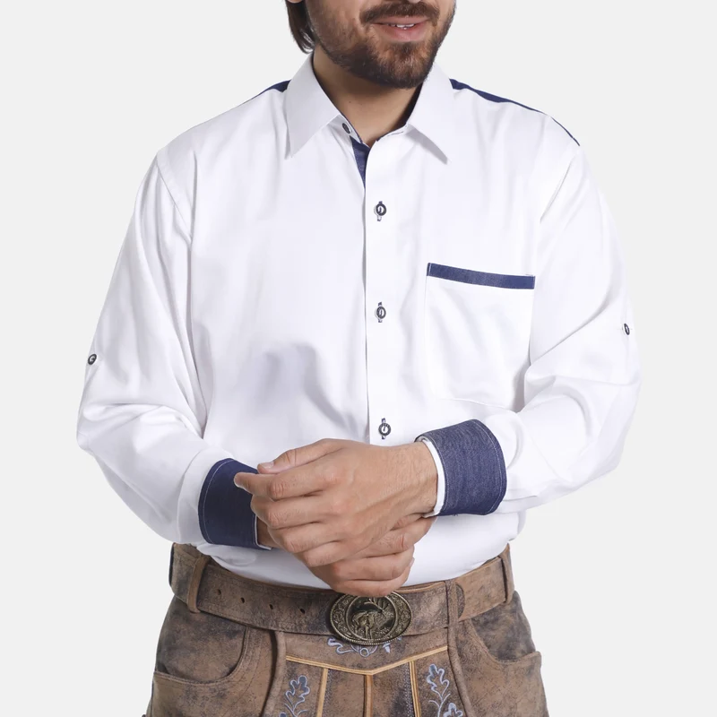 Crisp White German Shirt in Classic Design