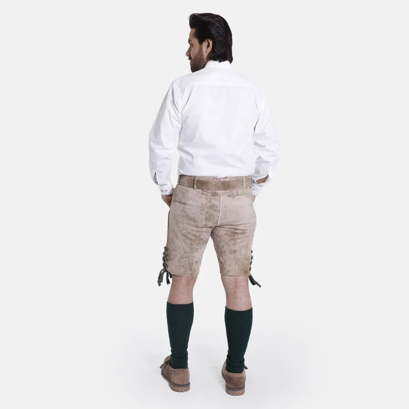 Classic Oktoberfest Shirt in White with Elegant Red Trim