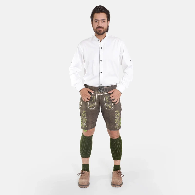 Piping Detailed Pristine White Lederhosen Shirt