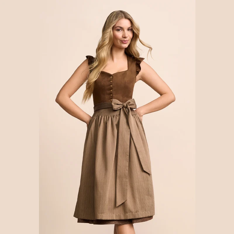 Krüger Dirndl Carlacia 70cm Braun mit Flügelärmel