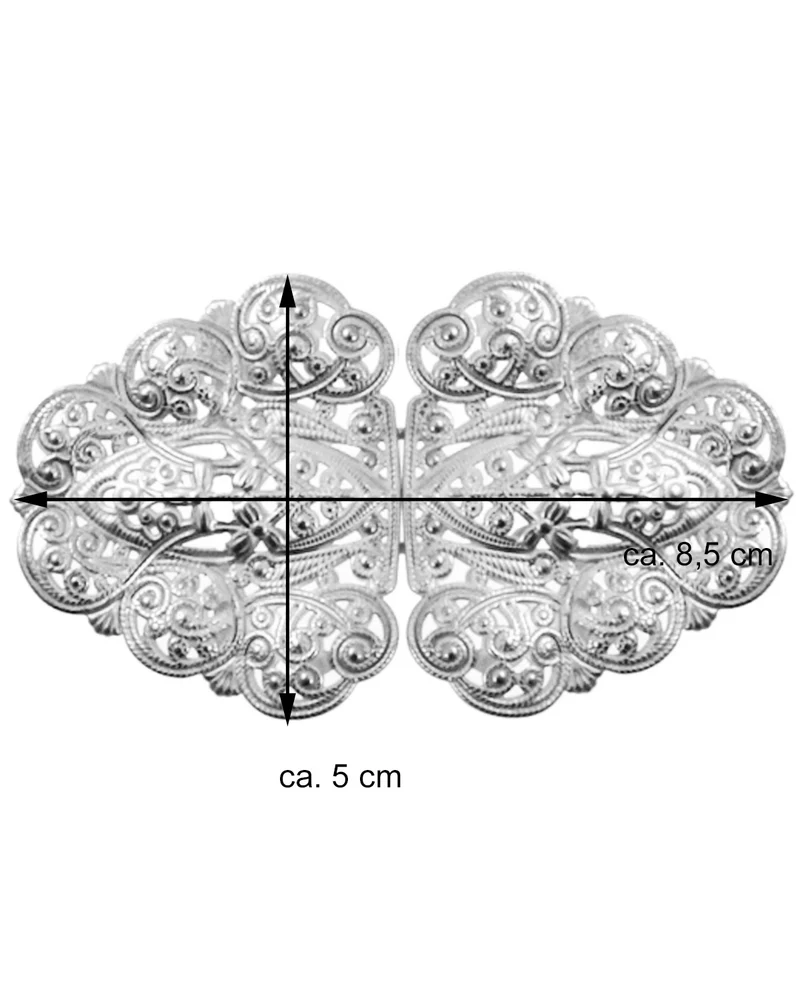 Dirndlschürzenschließe "Rina" mit Ornamentmuster 51487 - Stegbreite 4 cm | Altsilber matt
