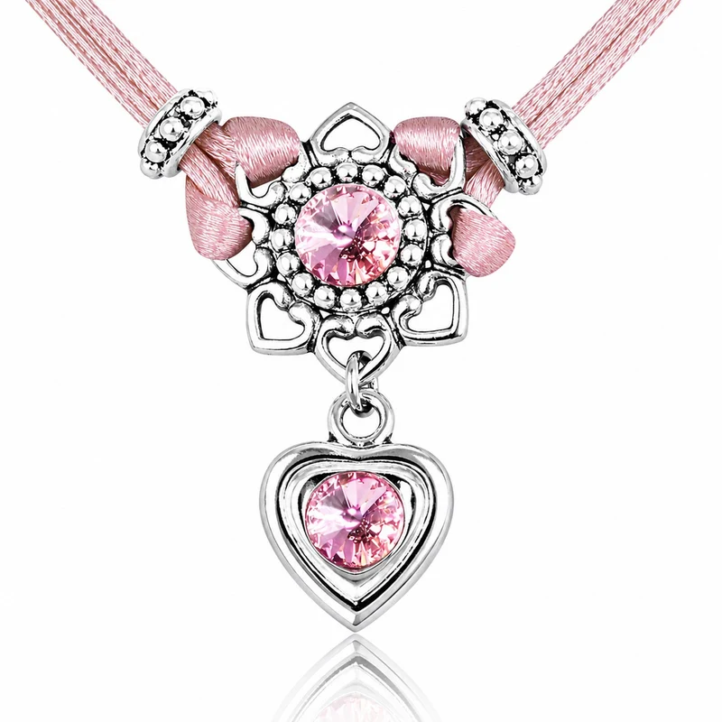 LUISIA® Halskette "Chiara" Herzblüte - Kristalle von Swarovski® | Altrosa