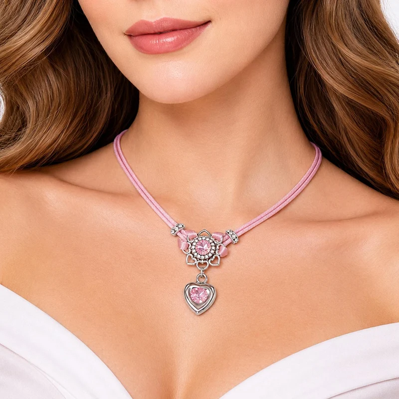 LUISIA® Halskette "Chiara" Herzblüte - Kristalle von Swarovski® | Altrosa