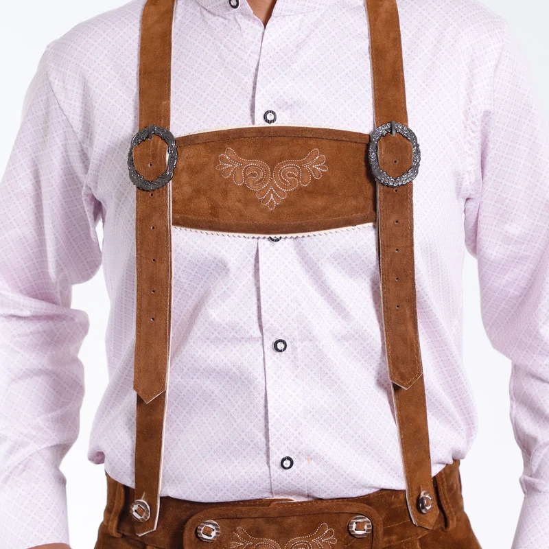 Lederhosen Caramel Brown Embroidered