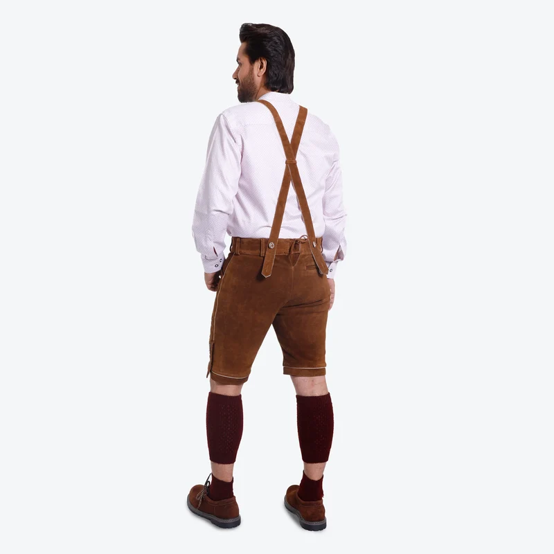 Lederhosen Caramel Brown Embroidered