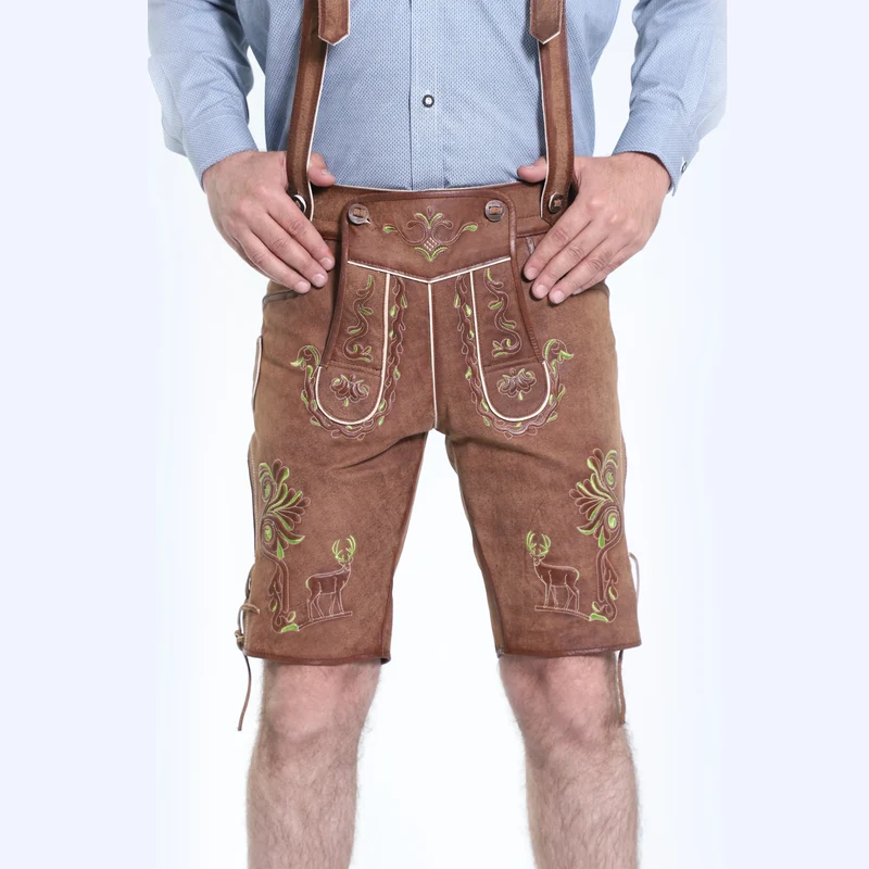 Brown Antique Oktoberfest Lederhosen Men