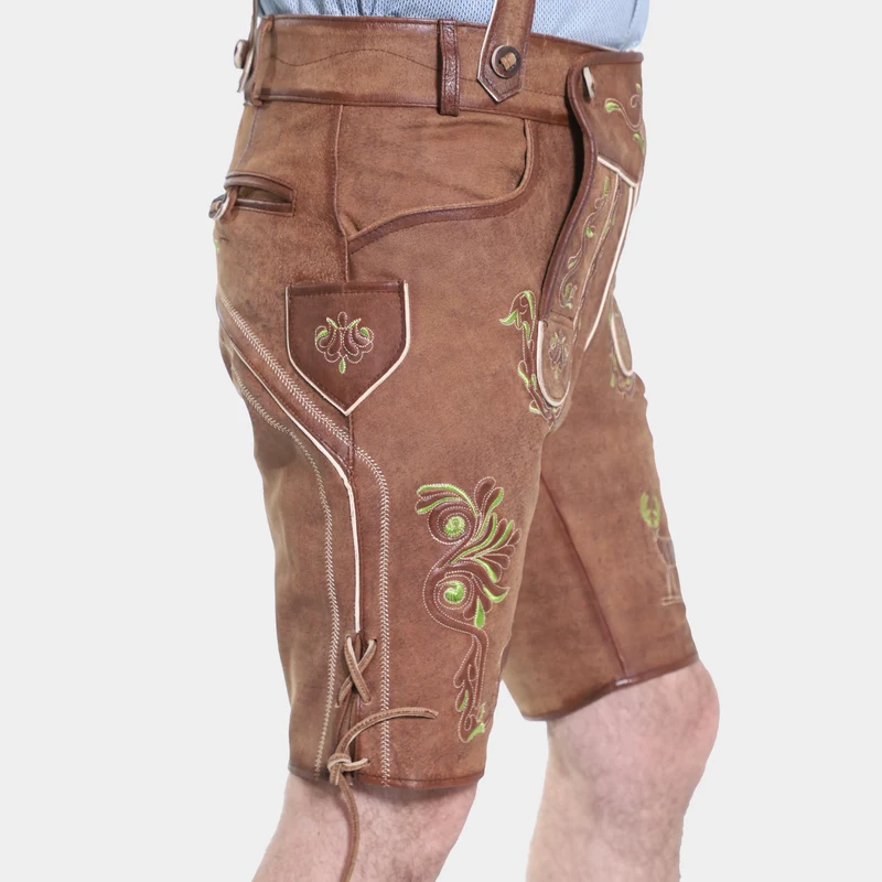 Brown Antique Oktoberfest Lederhosen Men