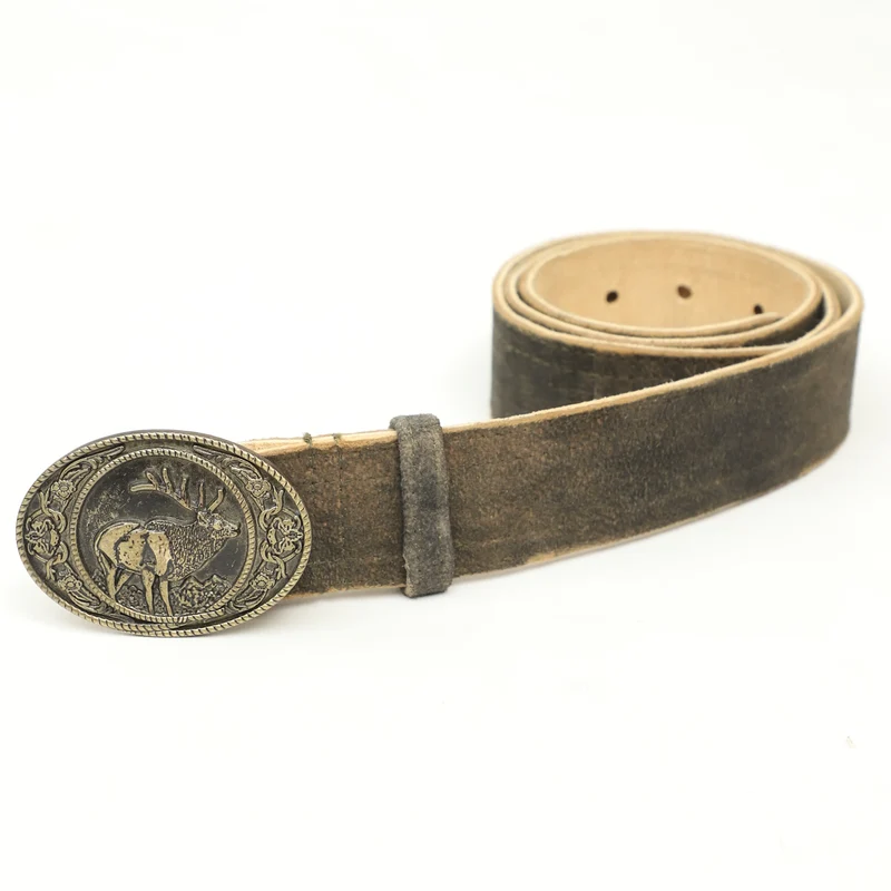 Authentic Bavarian Brown Goat Leather Suede Belt