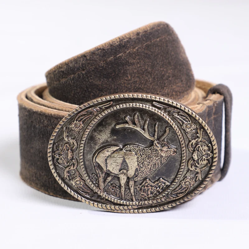 Authentic Bavarian Brown Goat Leather Suede Belt