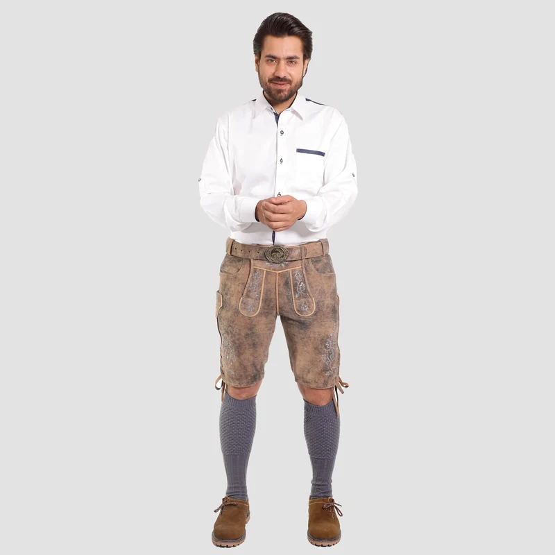 Rustic Men's Lederhosen Brown