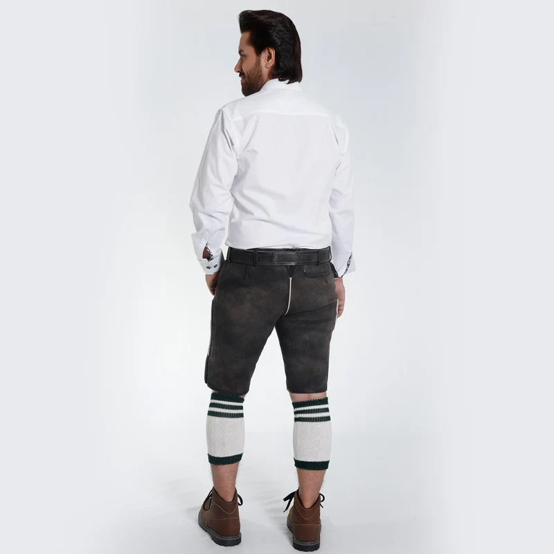 Traditional Embroidered Bavarian Lederhosen Onyx Black