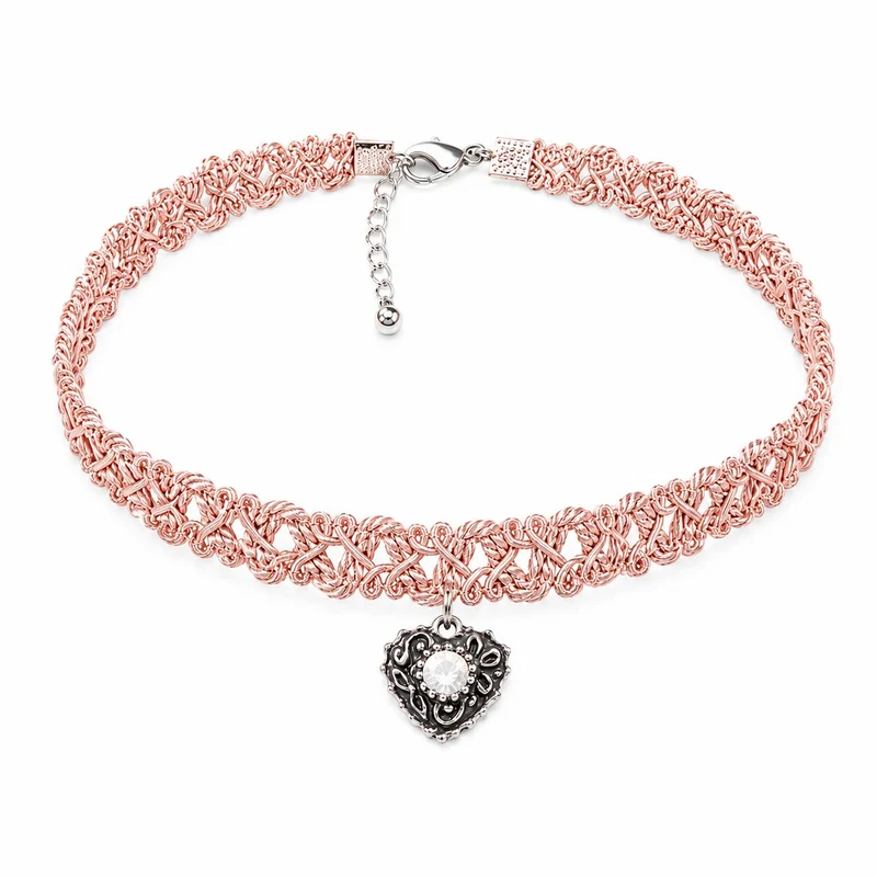 LUISIA® Spitzen Kropfband "Malina" mit Herzanhänger | Rosé