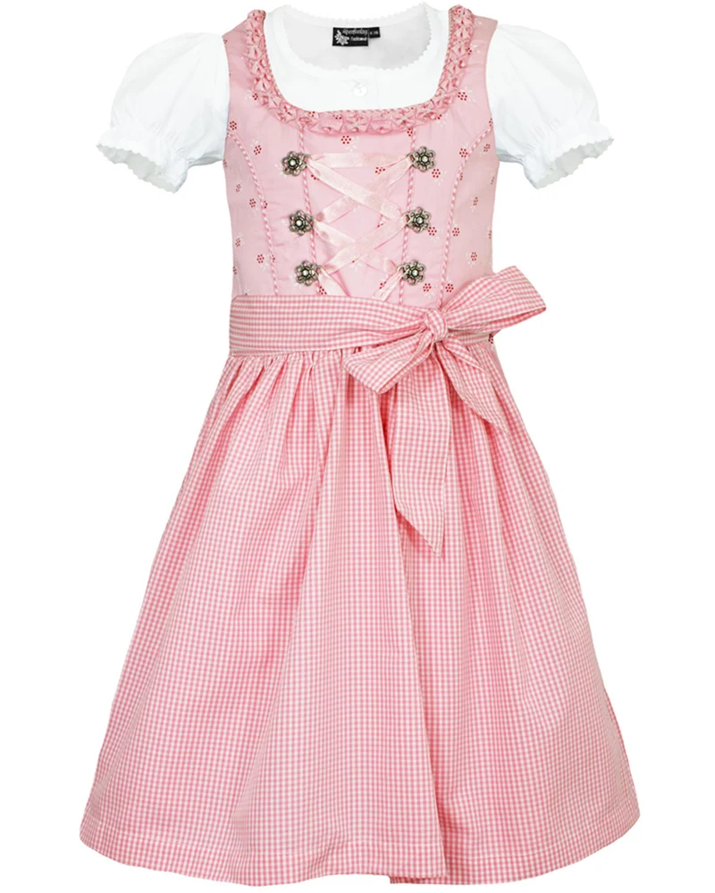 MADDOX Kinder Dirndl "Zillertal" 3-tlg. | Blümchen Rosa Weiß