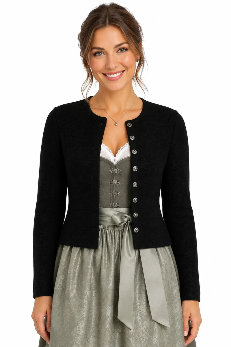 Isar-Trachten Damen Strickjacke "Saskia" 57102 | Schwarz