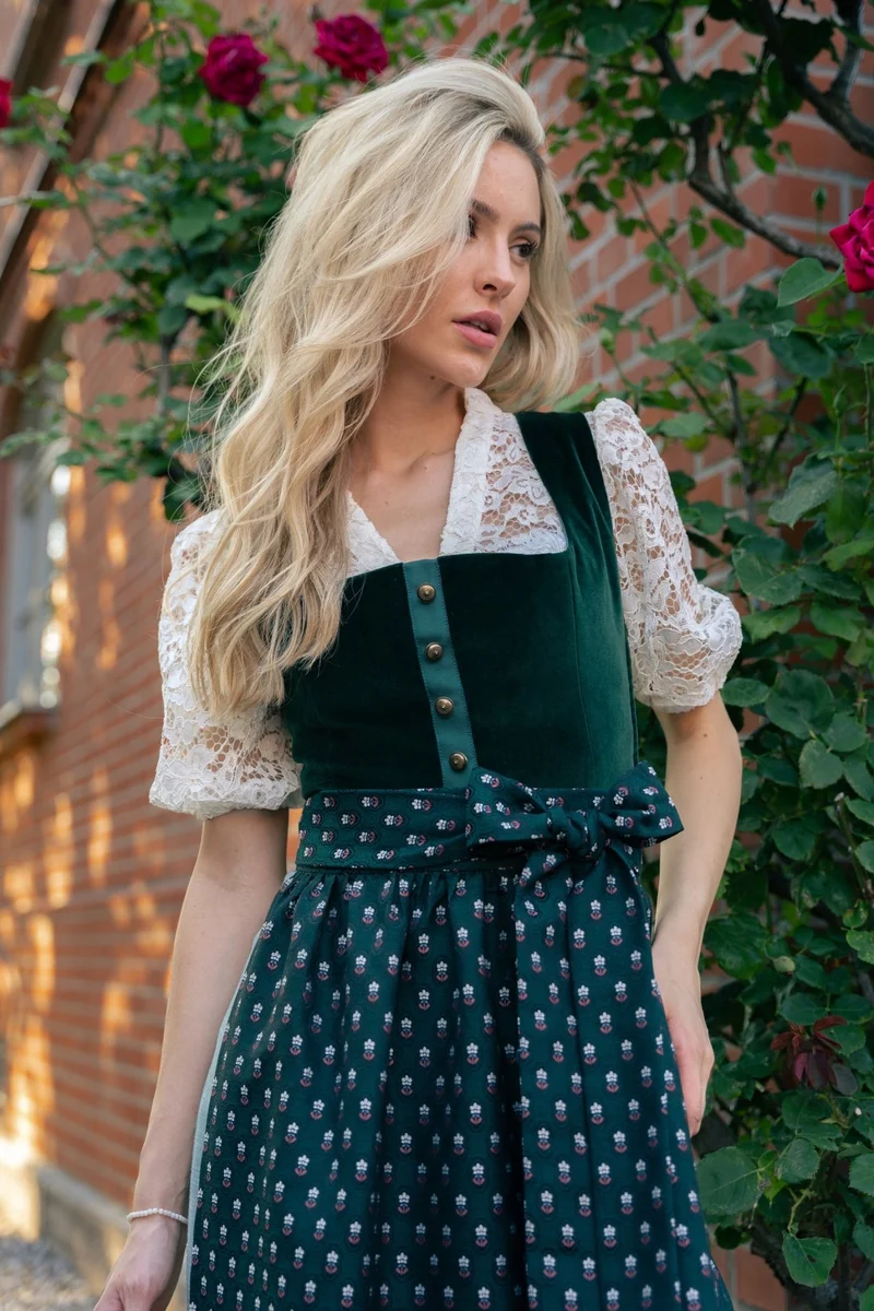 SAMT-JACQUARD DIRNDL SMARAGDRÜN/ MINT