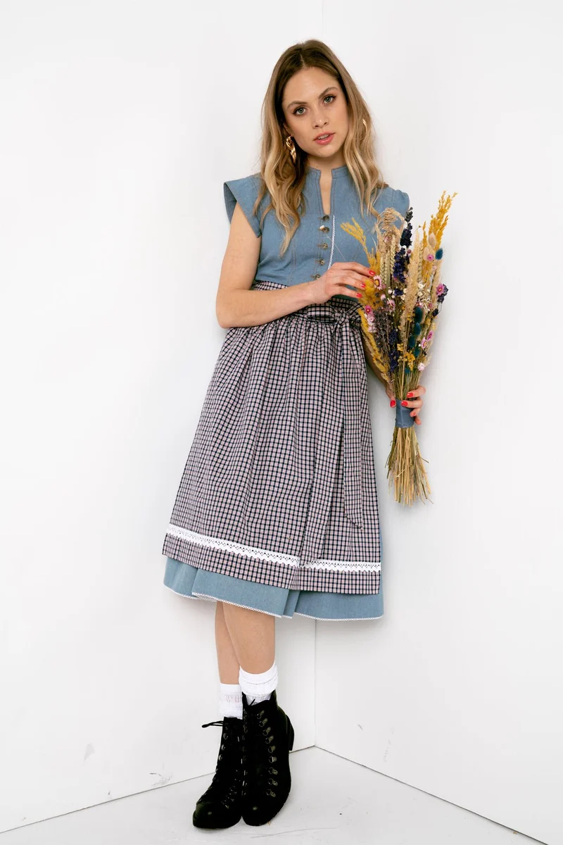 JEANS DIRNDLKLEID HELLBLAU/ CREME