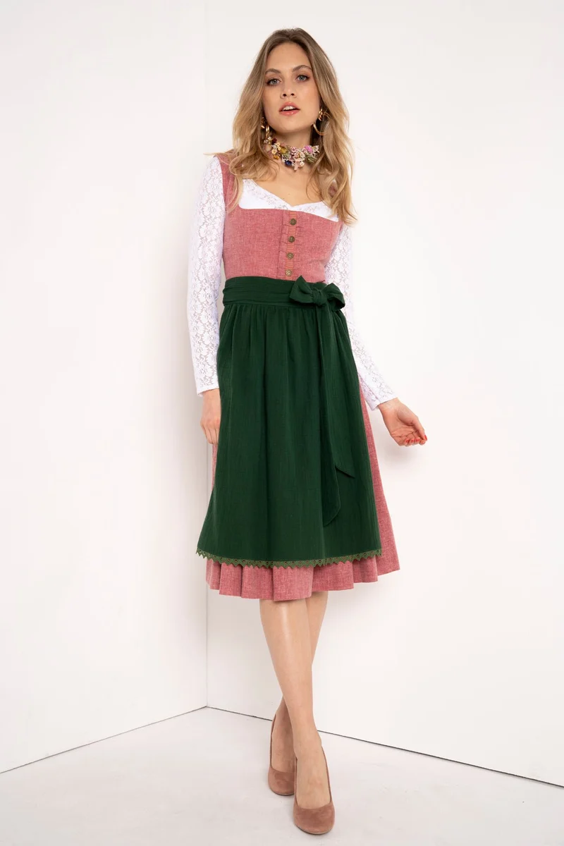 LEINEN DIRNDL TRADITIONAL ROSENHOLZ/ ALTGRUEN