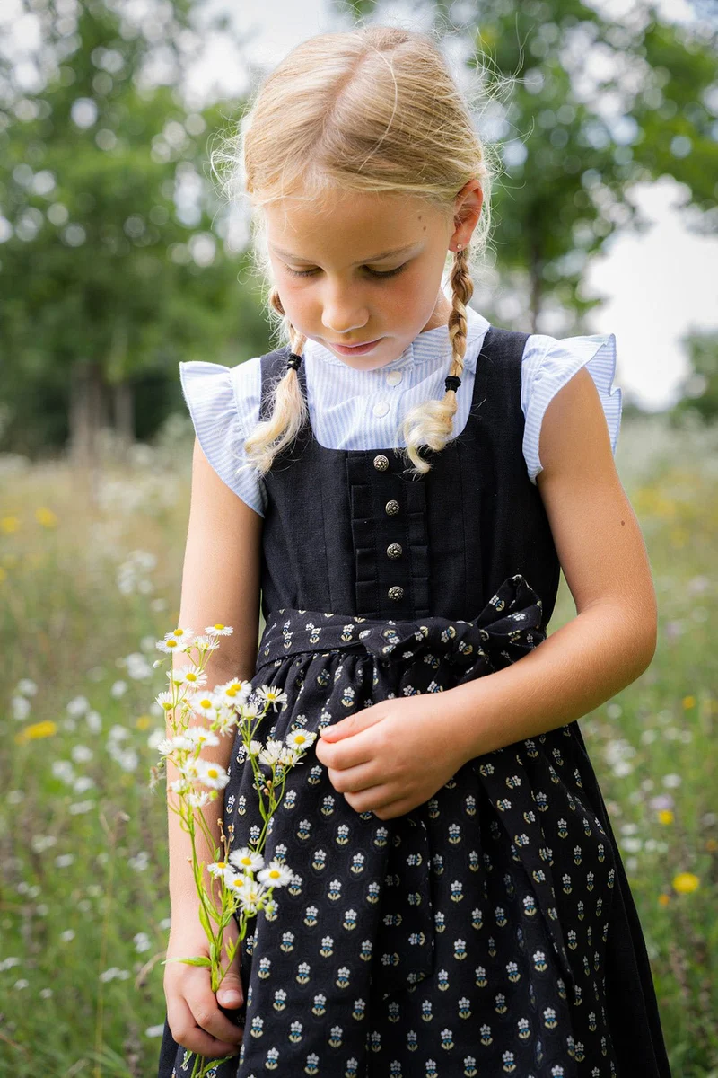 KINDER LEINEN DIRNDL MONACO SCHWARZ