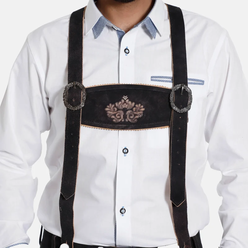 Charcoal Black Bavarian Style Oktoberfest Suspenders