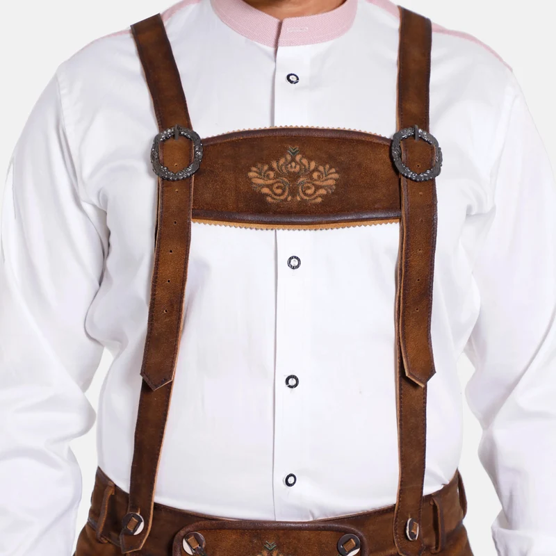Fine Embroidery Rustic Brown Lederhosen Suspenders