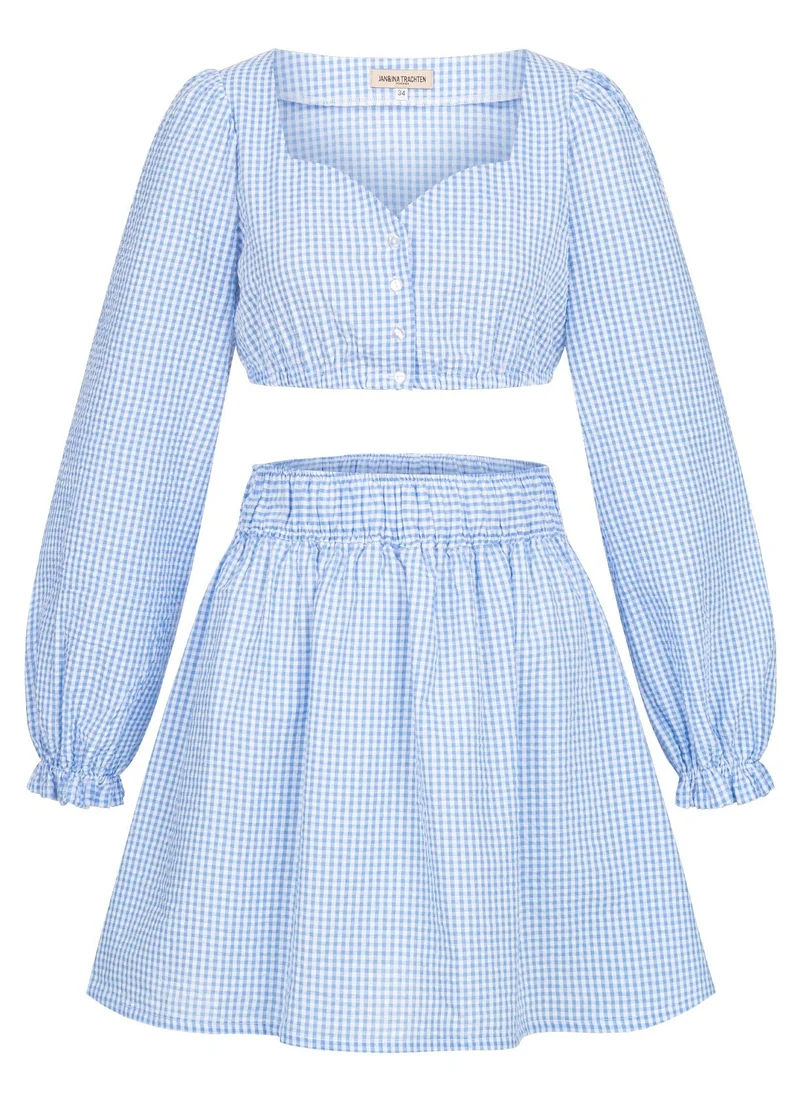 SPECIAL EDITION DIRNDLBLUSE SWEETHEART VICHY KARO HELLBLAU