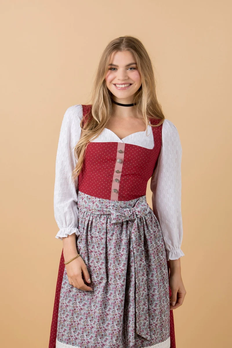 DIRNDLBLUSE STRIPED SWEETHEART HERZAUSSCHNITT WEISS
