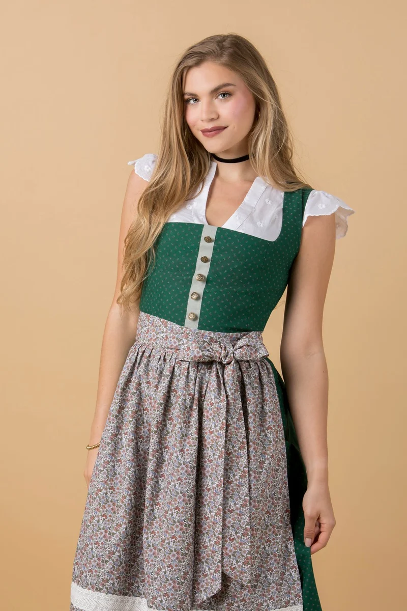 BW DIRNDLBLUSE FLOWER DOTS WEISS