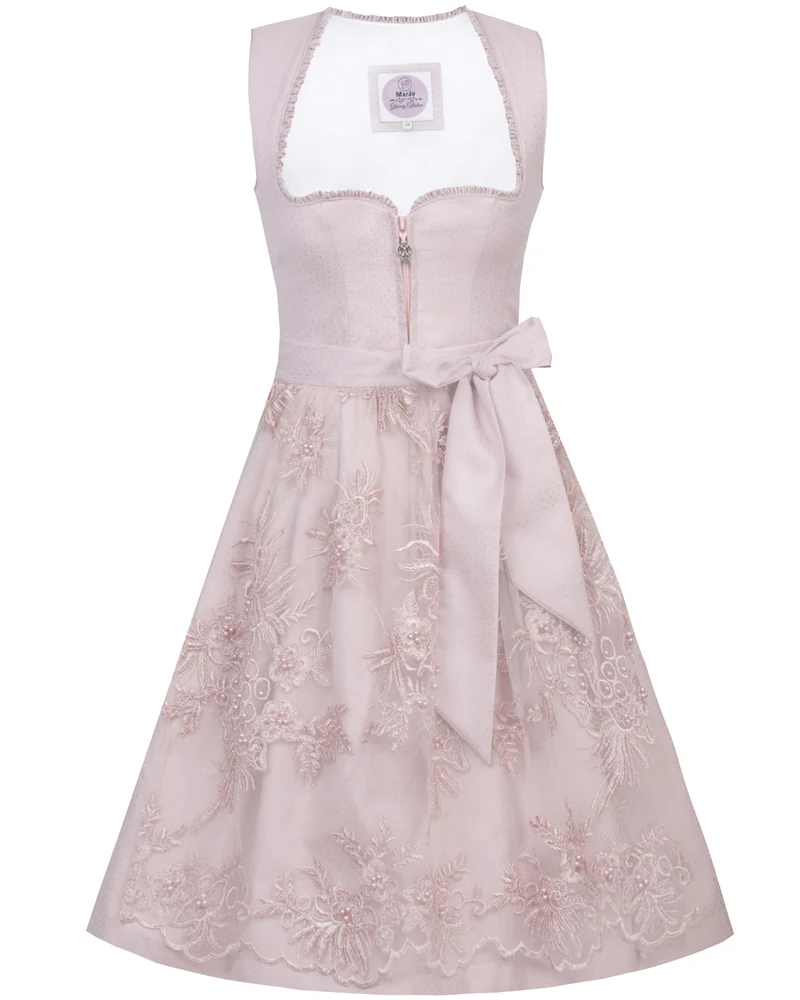 MarJo Dirndl "Dana" mit Spitzenschürze 699165 | Puderrosa 65cm