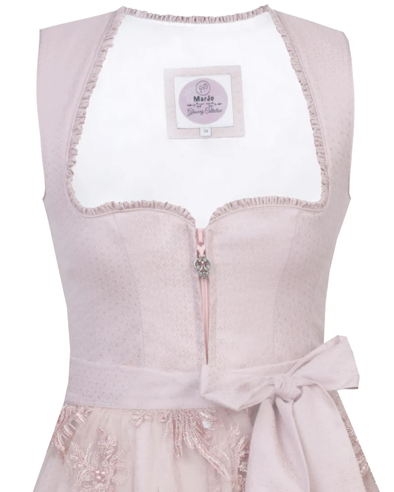 MarJo Dirndl "Dana" mit Spitzenschürze 699165 | Puderrosa 65cm