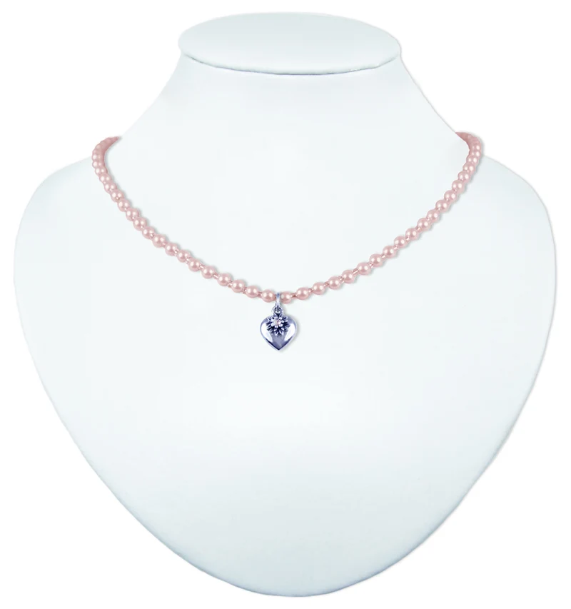 LUISIA Perlenkette Luna mit Herz und Edelweiß - Rosa