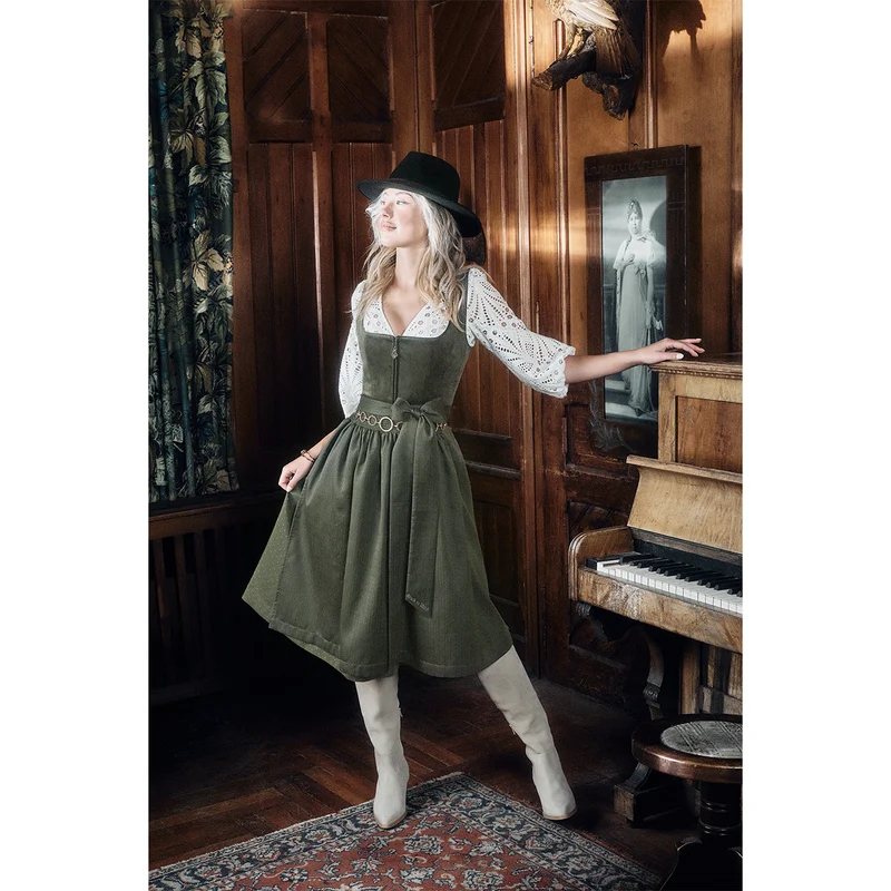 TREAM x Krüger Dirndl Hasenjagd Dunkelgrün Reißverschluss 70cm Kollektion 2026