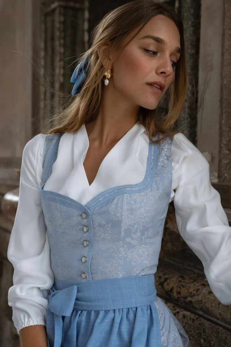 DIRNDLBLUSE CACHE COUER LANGARM WEISS