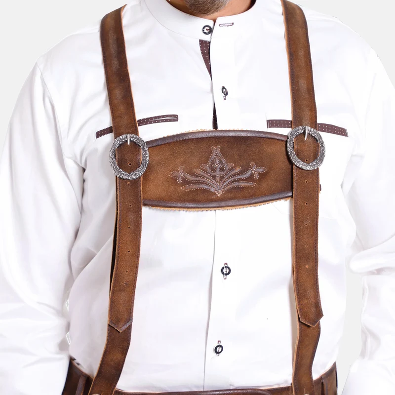 Bold Brown Lederhosen Suspenders