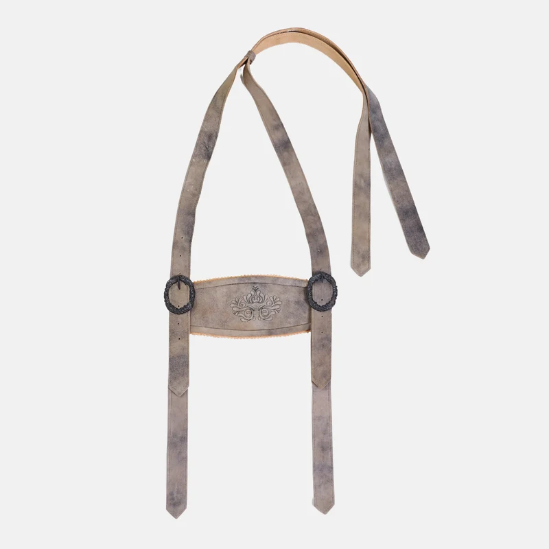 Smoke Gray Lederhosen Suspenders