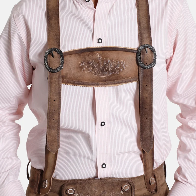Embroidered Brown Bavarian Suspenders for Oktoberfest