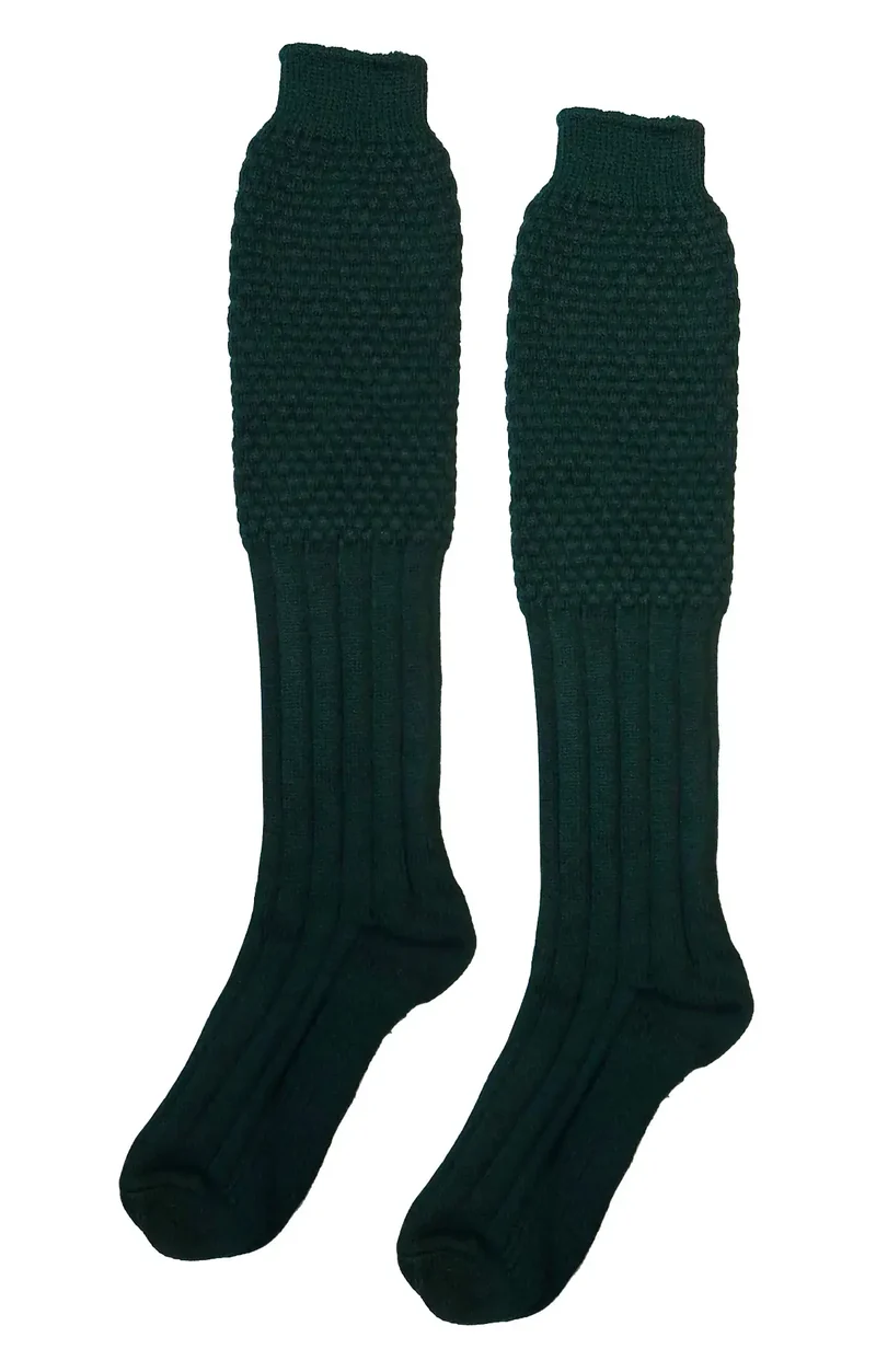 Long Green Ribbed Design Trachten Socks