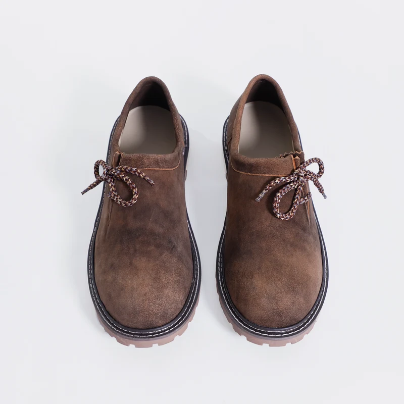 Solid Brown Side Lace Trachten Shoes
